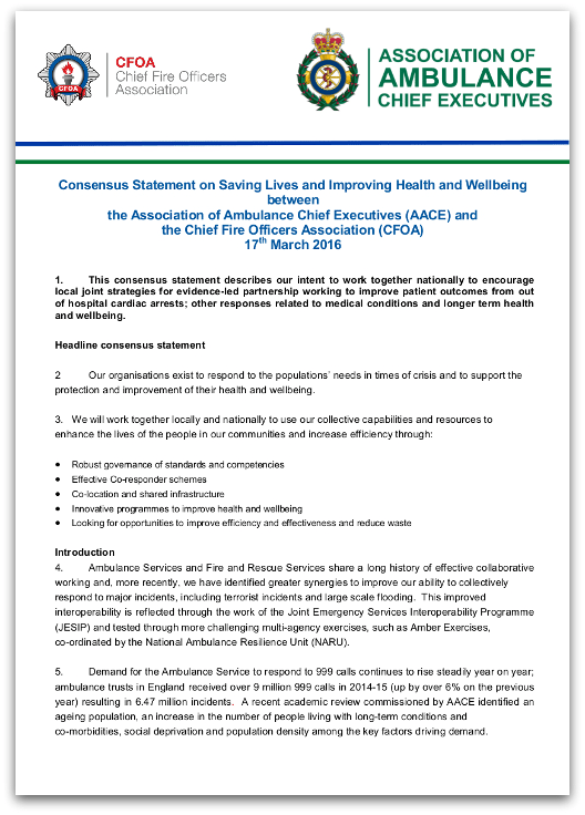 Consensus Statement on Saving Lives and Improving Health and Wellbeing ...