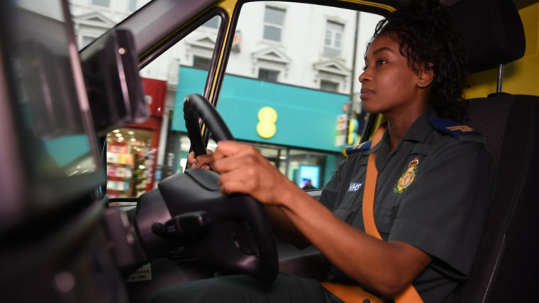 LAS paramedic drives ambulance