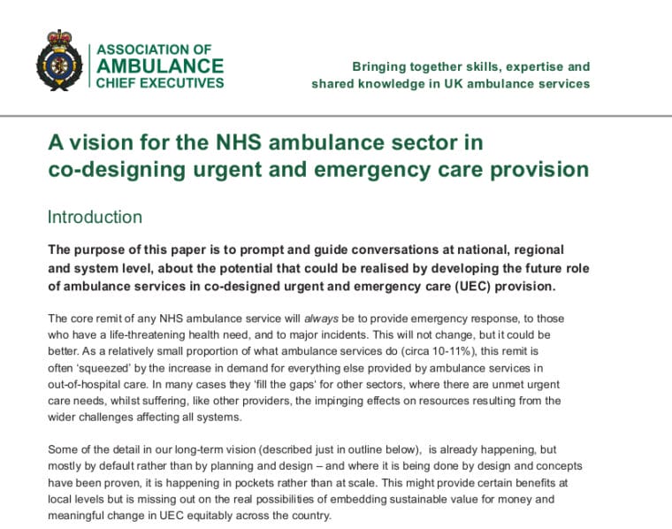 AACE NHS ambulance sector vision – FINAL Nov 2023 FC crop